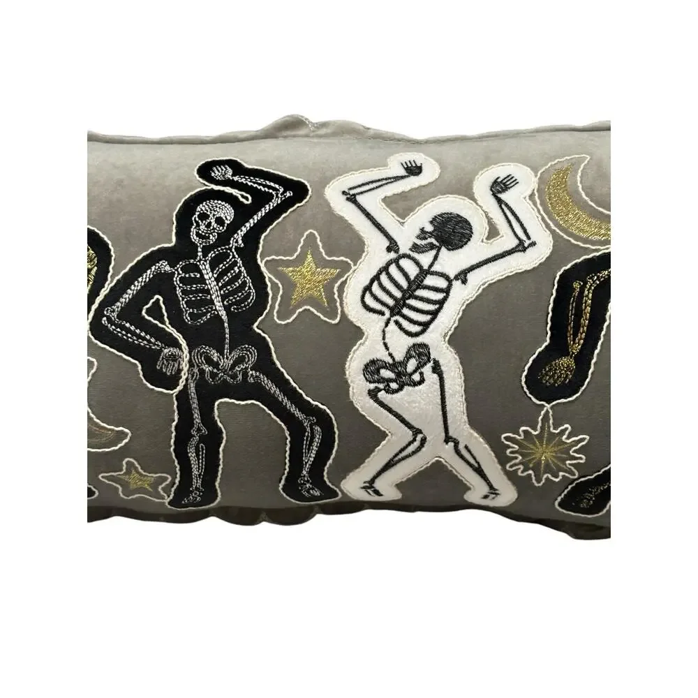 Haunted Little Home NWOT Halloween Dancing Skeletons Long Cushion Throw Pillow